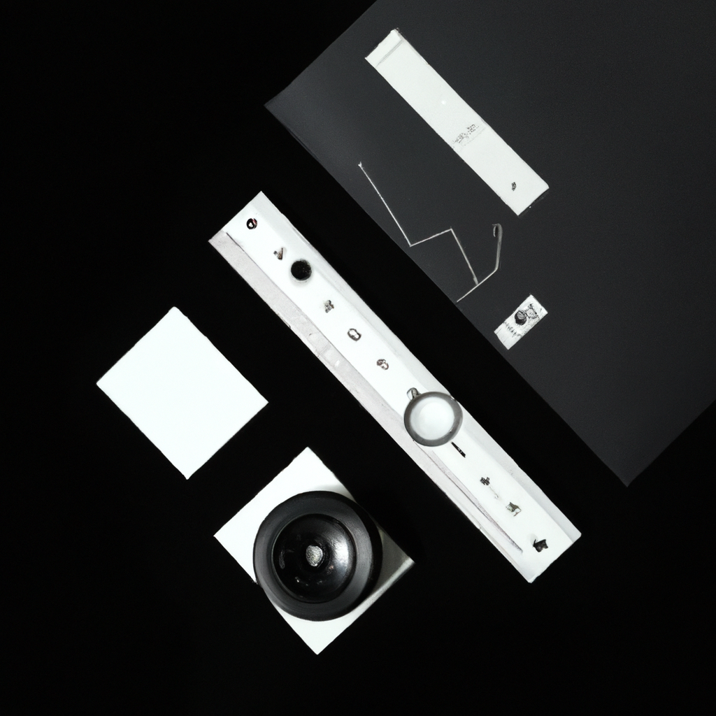 Minimal product set with monochrome geometry and crisp highlights